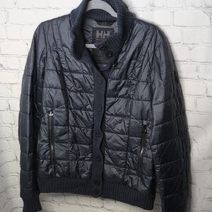 Helly Hansen Button Front Insulated Ski Jacket  With Wool Trim